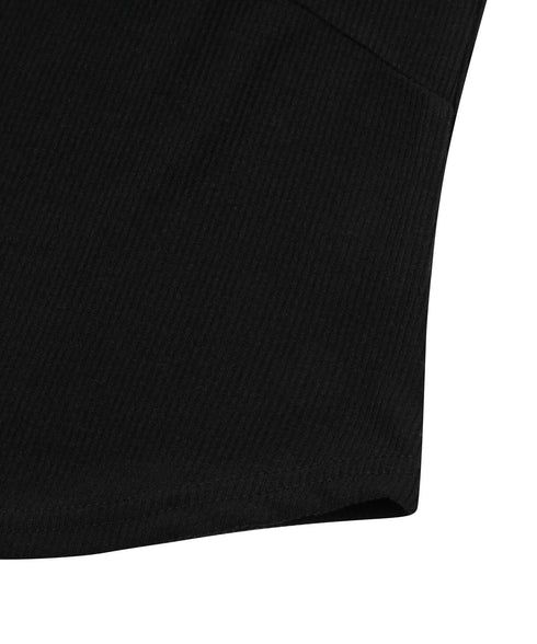 MUCENT(ムセント)/配色 ボタン リブ タンクトップ/COLOR-POP BUTTON CROP SLEEVELESS | AT2252082 | ブラック