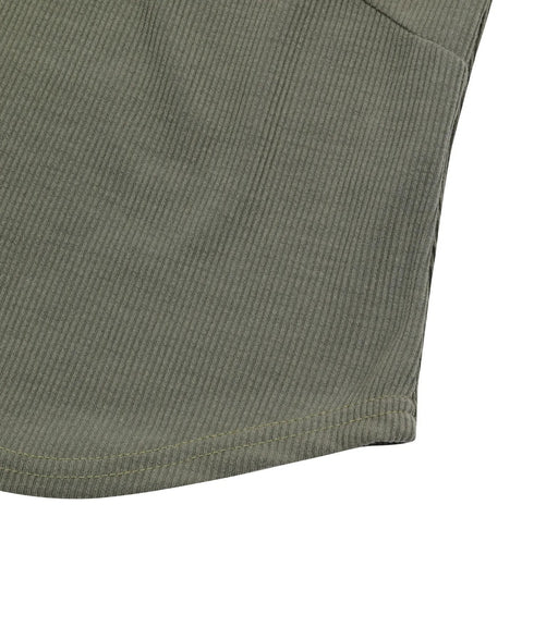 MUCENT(ムセント)/配色 ボタン リブ タンクトップ/COLOR-POP BUTTON CROP SLEEVELESS | AT2252082 | カーキ