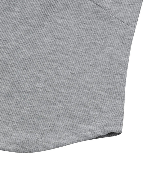 MUCENT(ムセント)/配色 ボタン リブ タンクトップ/COLOR-POP BUTTON CROP SLEEVELESS | AT2252082 | グレー