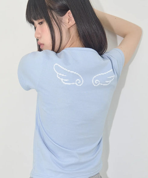 FANCY CLUB(ファンシークラブ)/エンジェル クロップド 半袖 Tシャツ/ANGEL MARK CROP TEE | AT2252084 | スカイブルー