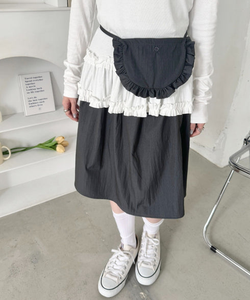 【フリルポケットset】ミディ丈スカート | SL2256001 | チャコールグレー