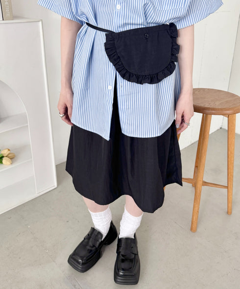 【フリルポケットset】ミディ丈スカート | SL2256001 | ブラック