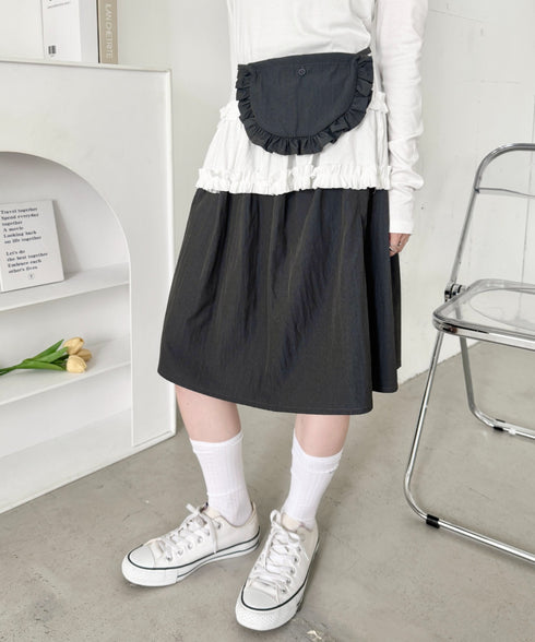 【フリルポケットset】ミディ丈スカート | SL2256001 | チャコールグレー