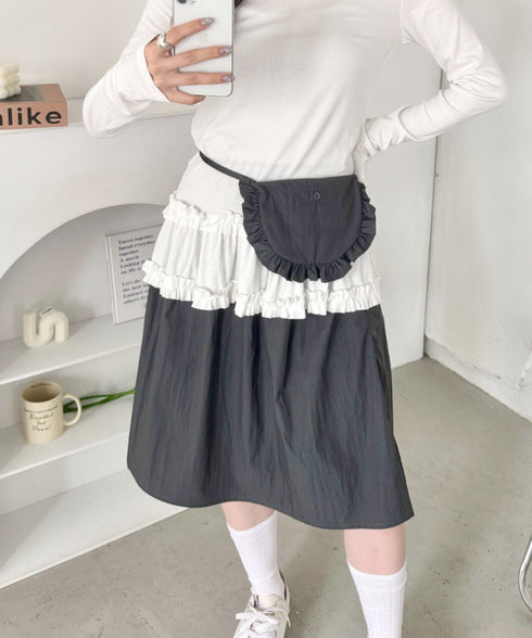【フリルポケットset】ミディ丈スカート | SL2256001 | チャコールグレー