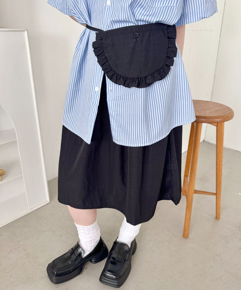 【フリルポケットset】ミディ丈スカート | SL2256001 | ブラック