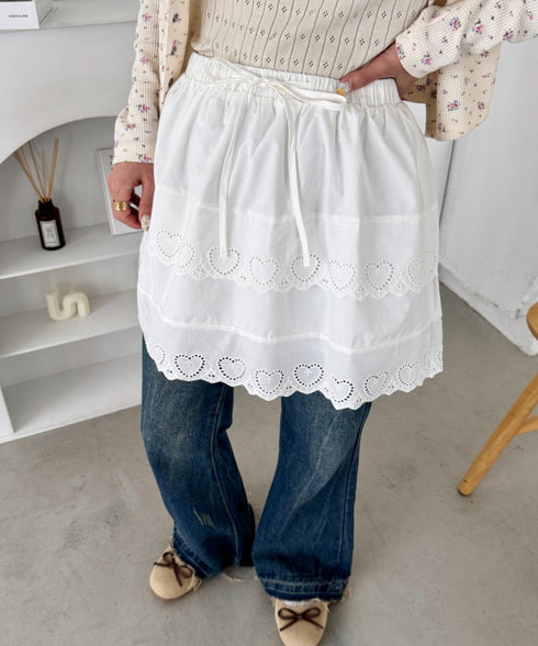 コットンレースハートミニスカート | SL2256002 | ホワイト