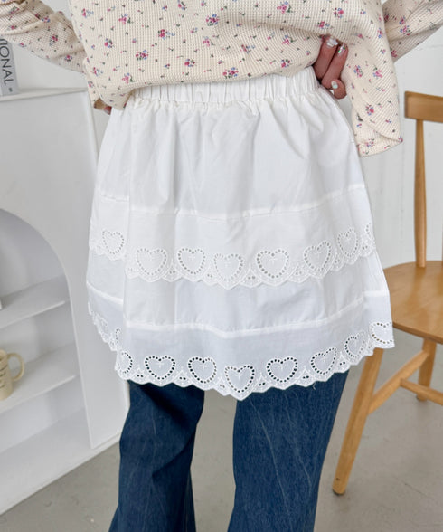 コットンレースハートミニスカート | SL2256002 | ホワイト