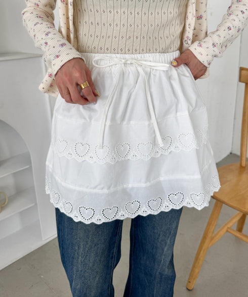 コットンレースハートミニスカート | SL2256002 | ホワイト