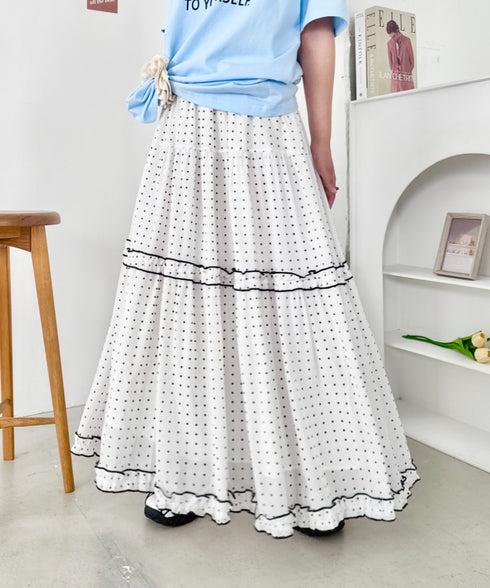 ドットシアーパイピングスカート | SL2255090 | ホワイト