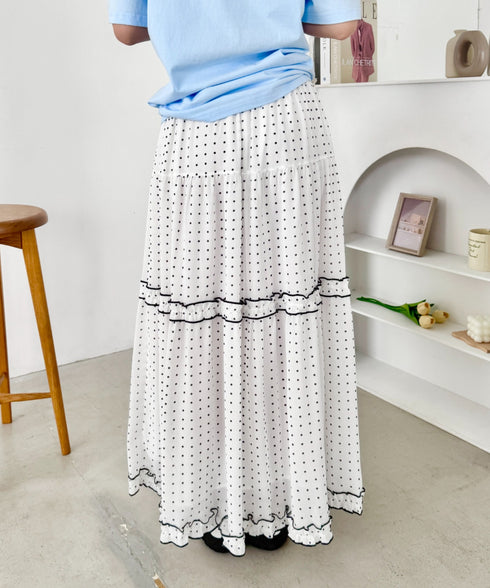 ドットシアーパイピングスカート | SL2255090 | ホワイト