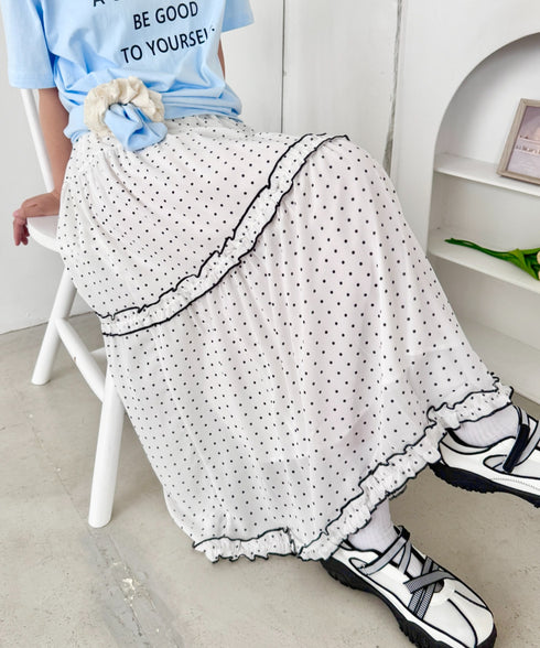 ドットシアーパイピングスカート | SL2255090 | ホワイト