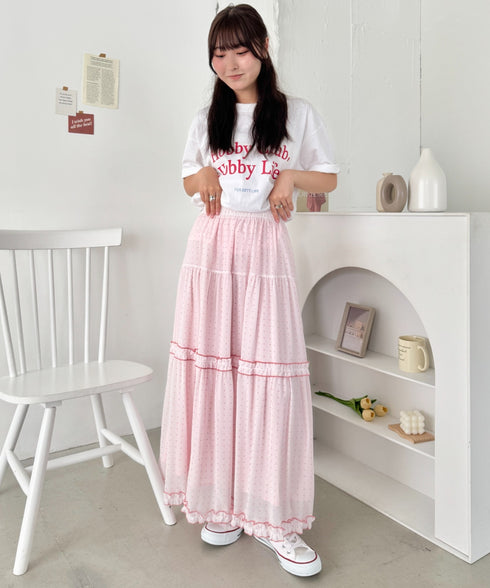 ドットシアーパイピングスカート | SL2255090 | ピンク