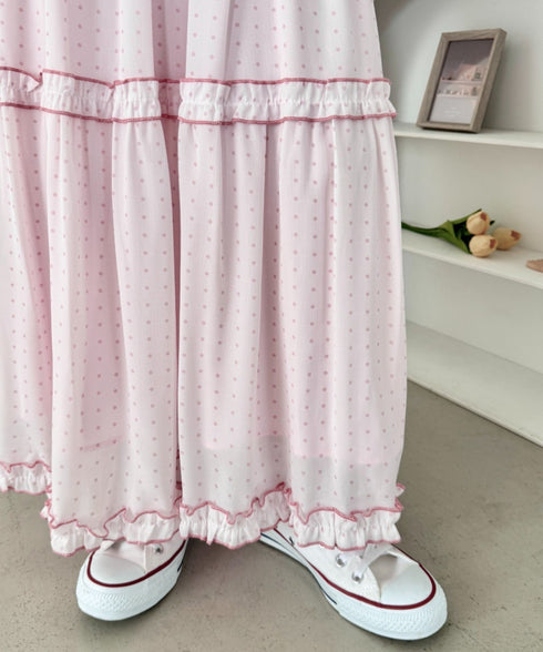 ドットシアーパイピングスカート | SL2255090 | ピンク