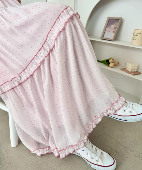 ドットシアーパイピングスカート | SL2255090 | ピンク