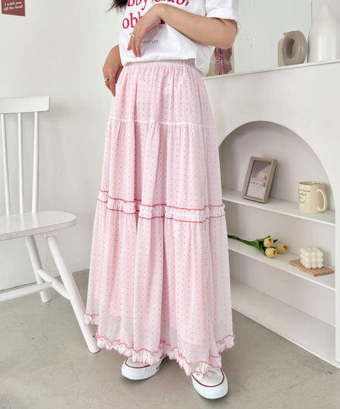 ドットシアーパイピングスカート | SL2255090 | ピンク