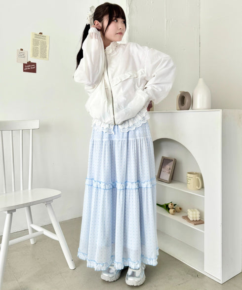 ドットシアーパイピングスカート | SL2255090 | ライトブルー