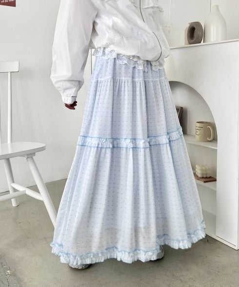 ドットシアーパイピングスカート | SL2255090 | ライトブルー