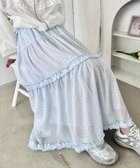 ドットシアーパイピングスカート | SL2255090 | ライトブルー