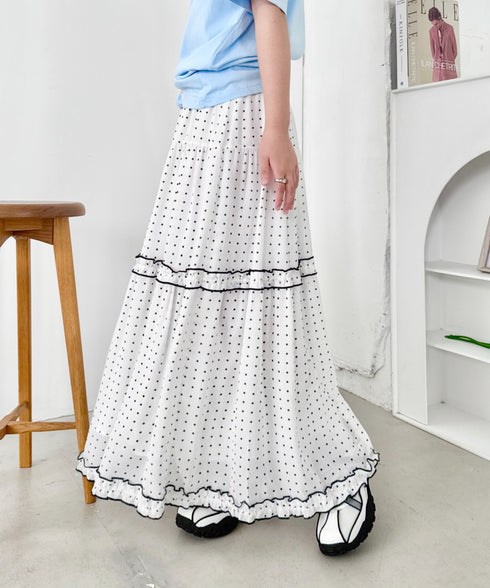ドットシアーパイピングスカート | SL2255090 | ホワイト