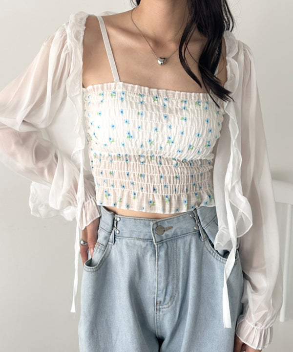 カップ付き小花柄キャミソール | WR2252020 | ブルー