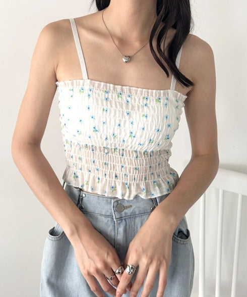 カップ付き小花柄キャミソール | WR2252020 | ブルー