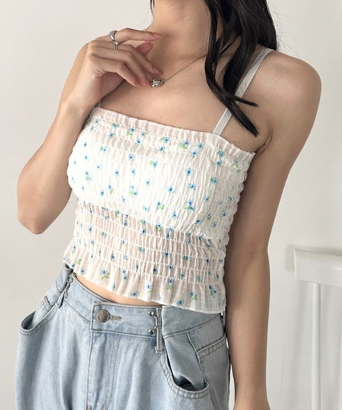 カップ付き小花柄キャミソール | WR2252020 | ブルー