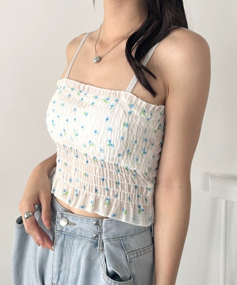 カップ付き小花柄キャミソール | WR2252020 | ブルー