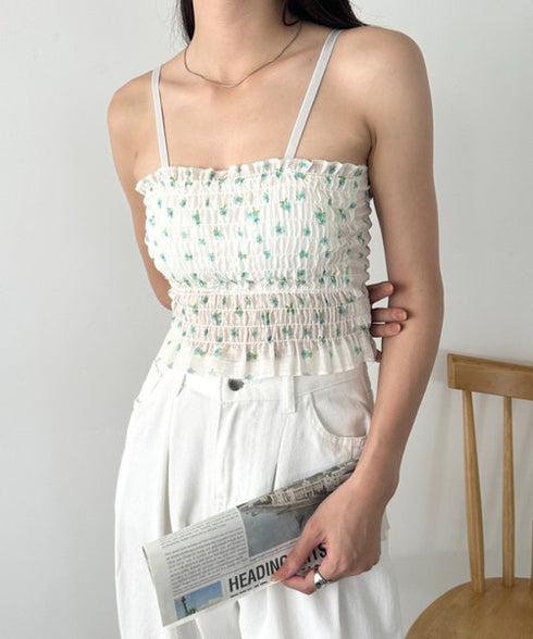 カップ付き小花柄キャミソール | WR2252020 | グリーン