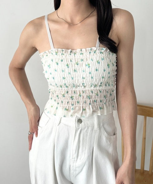 カップ付き小花柄キャミソール | WR2252020 | グリーン