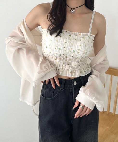 カップ付き小花柄キャミソール | WR2252020 | イエロー