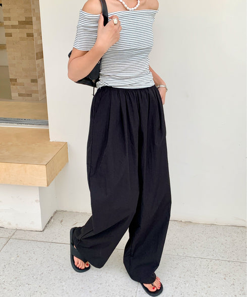 ボリュームタックバレルレッグパンツ | EV2252058 | ブラック