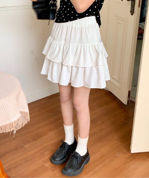 ダブルフリルティアードミニスカート インナーパンツ付き | EV2252060 | ホワイト
