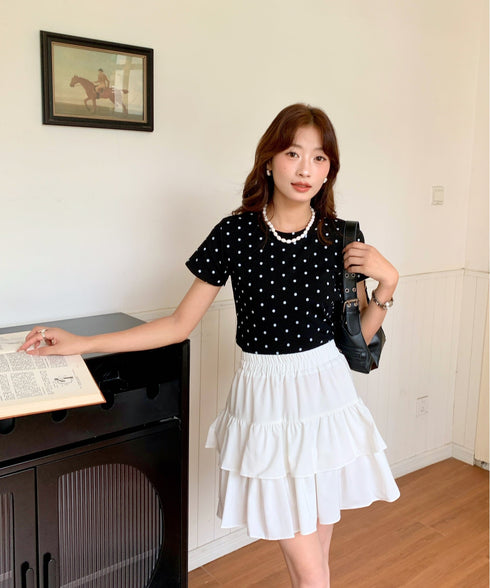 ダブルフリルティアードミニスカート インナーパンツ付き | EV2252060 | ホワイト