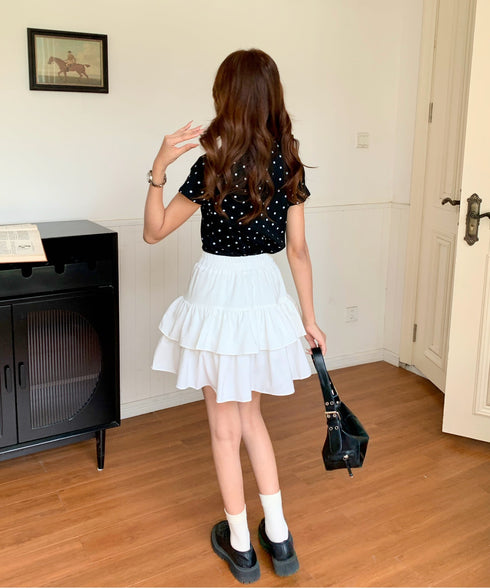 ダブルフリルティアードミニスカート インナーパンツ付き | EV2252060 | ホワイト