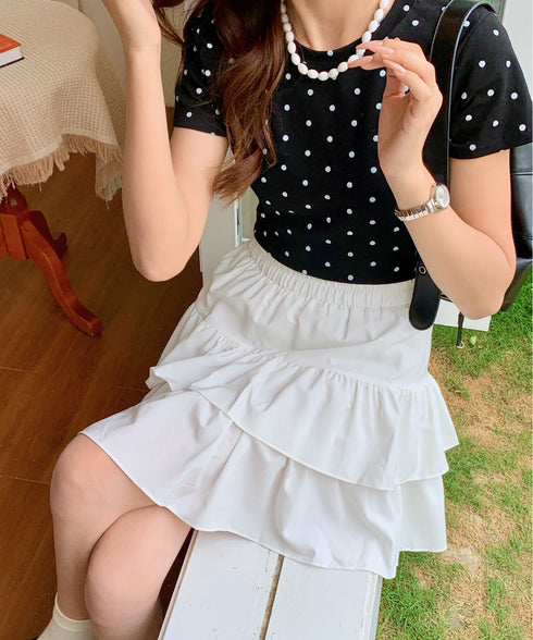 ダブルフリルティアードミニスカート インナーパンツ付き | EV2252060 | ホワイト