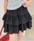 ダブルフリルティアードミニスカート インナーパンツ付き | EV2252060 | ブラック
