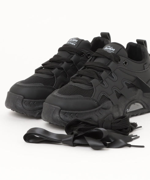 【靴紐2SET】ダブルリボン厚底スニーカー | LO3256001 | ブラック