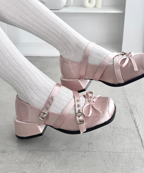 クロスベルトクラッシュサテンバレエシューズ | LO3256002 | ピンク