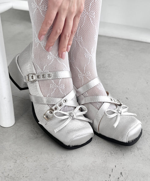 クロスベルトクラッシュサテンバレエシューズ | LO3256002 | シルバー