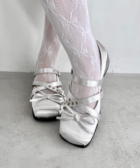 クロスベルトクラッシュサテンバレエシューズ | LO3256002 | シルバー