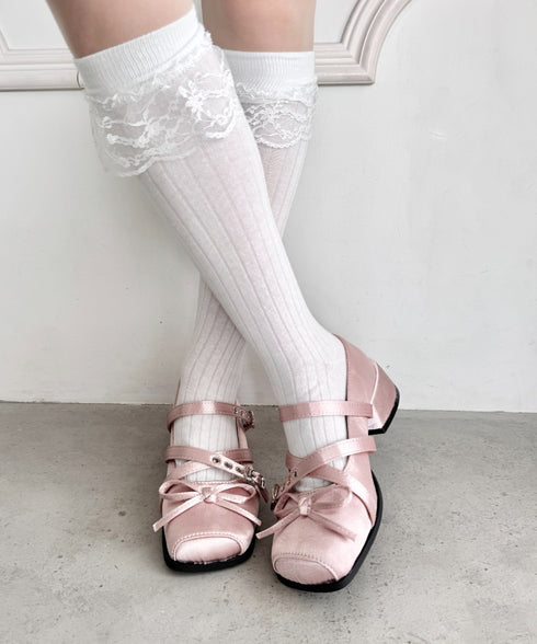 クロスベルトクラッシュサテンバレエシューズ | LO3256002 | ピンク