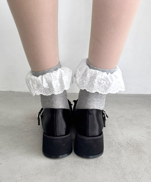 クロスベルトクラッシュサテンバレエシューズ | LO3256002 | ブラック