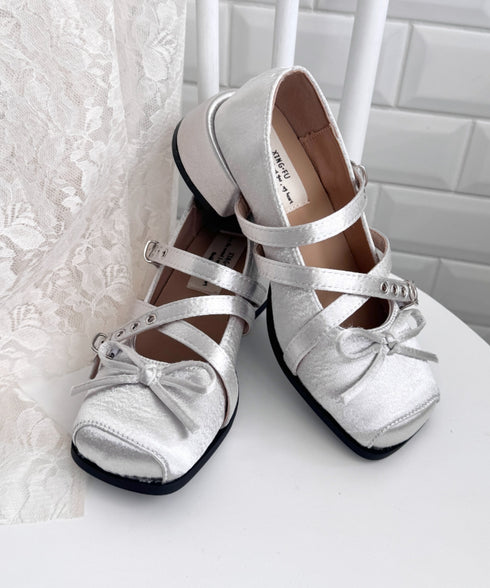 クロスベルトクラッシュサテンバレエシューズ | LO3256002 | シルバー