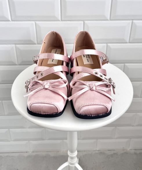 クロスベルトクラッシュサテンバレエシューズ | LO3256002 | ピンク