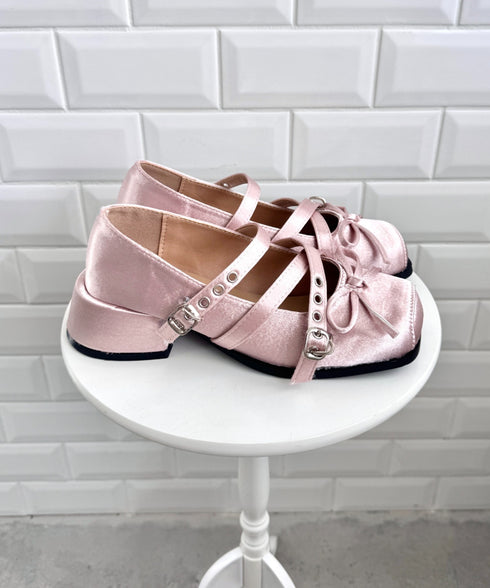 クロスベルトクラッシュサテンバレエシューズ | LO3256002 | ピンク