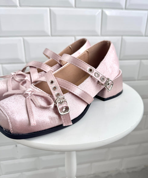 クロスベルトクラッシュサテンバレエシューズ | LO3256002 | ピンク