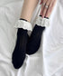 リボンコットンレースフリルソックス | LO6256004 | ブラック