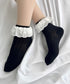 リボンコットンレースフリルソックス | LO6256004 | ブラック