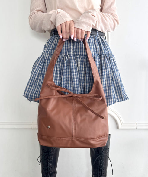 ハートチャームリボンPUバッグ | LO1256005 | ブラウン