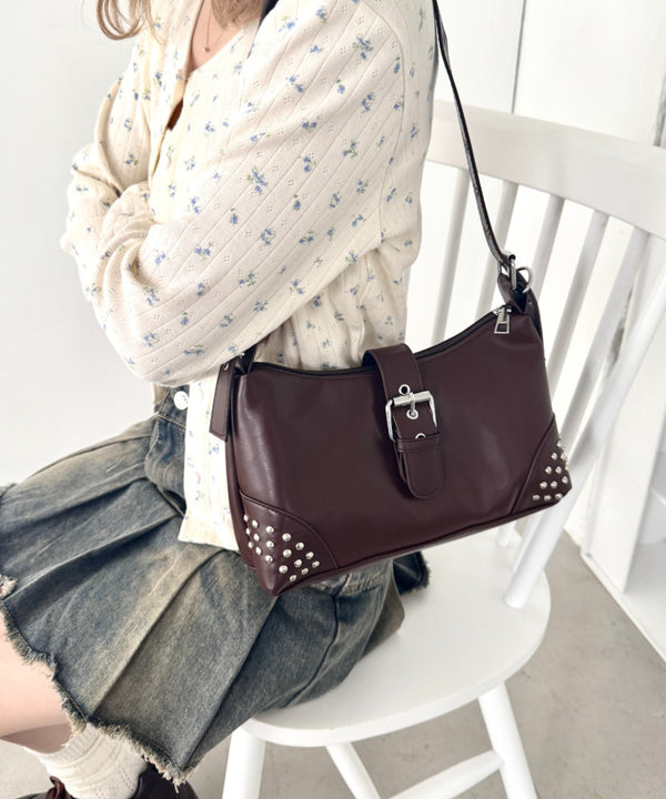 スタッズベルトPUショルダーバッグ | LO1256006 | ブラウン